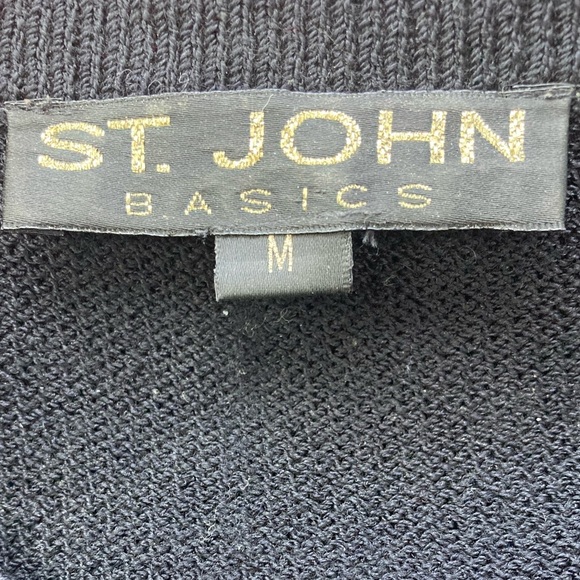 ST. JOHN Black Santana Knit Cardigan Sweater Jacket Insignia Crest Gold Buttons - Picture 8 of 10